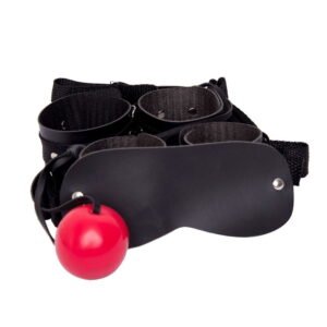 KIT SADO ALGEMAS TORNOZELEIRAS COM TIRAS VENDA E MORDAÇA