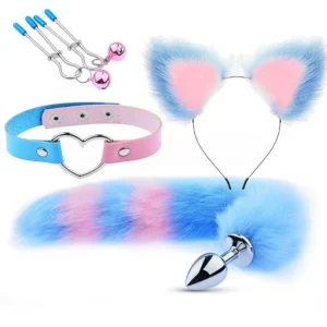 KIT AZUL COM ROSA GRAMPOS SEIOS GARGANTILHA TIARA